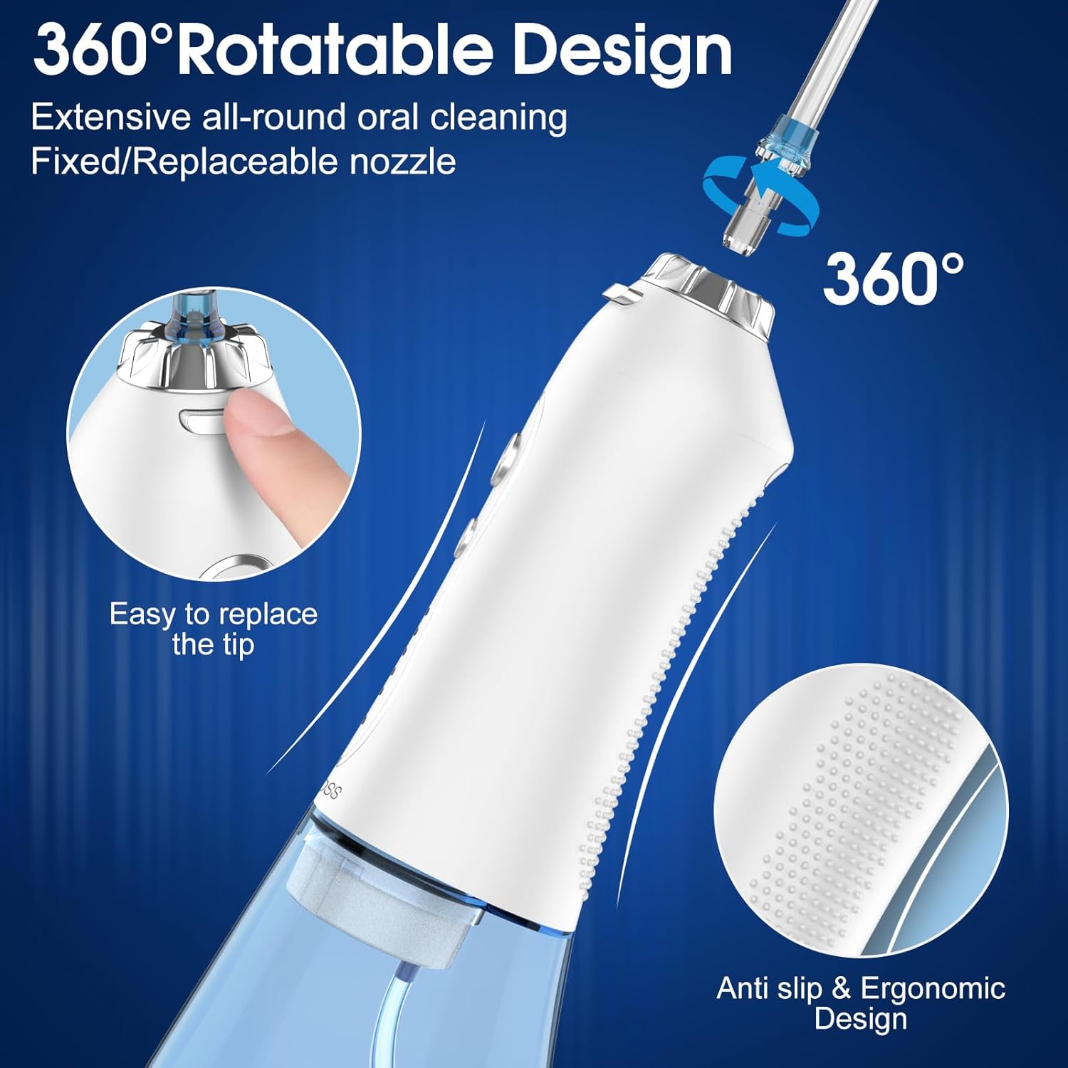 H2Ofloss Water Flosser Portable Dental Oral Irrigator With 5 Modes, - Image 6