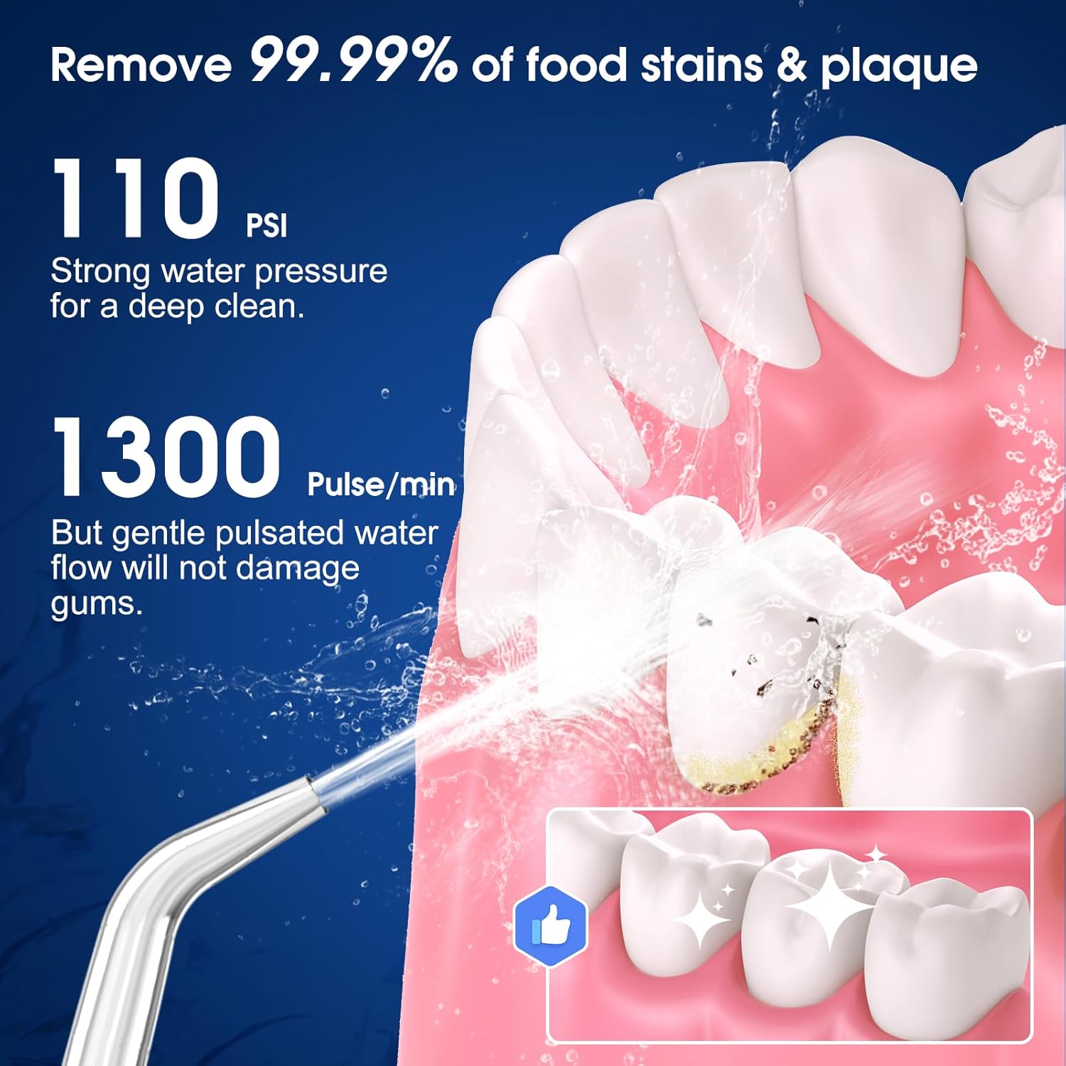 H2Ofloss Water Flosser Portable Dental Oral Irrigator With 5 Modes, - Image 2