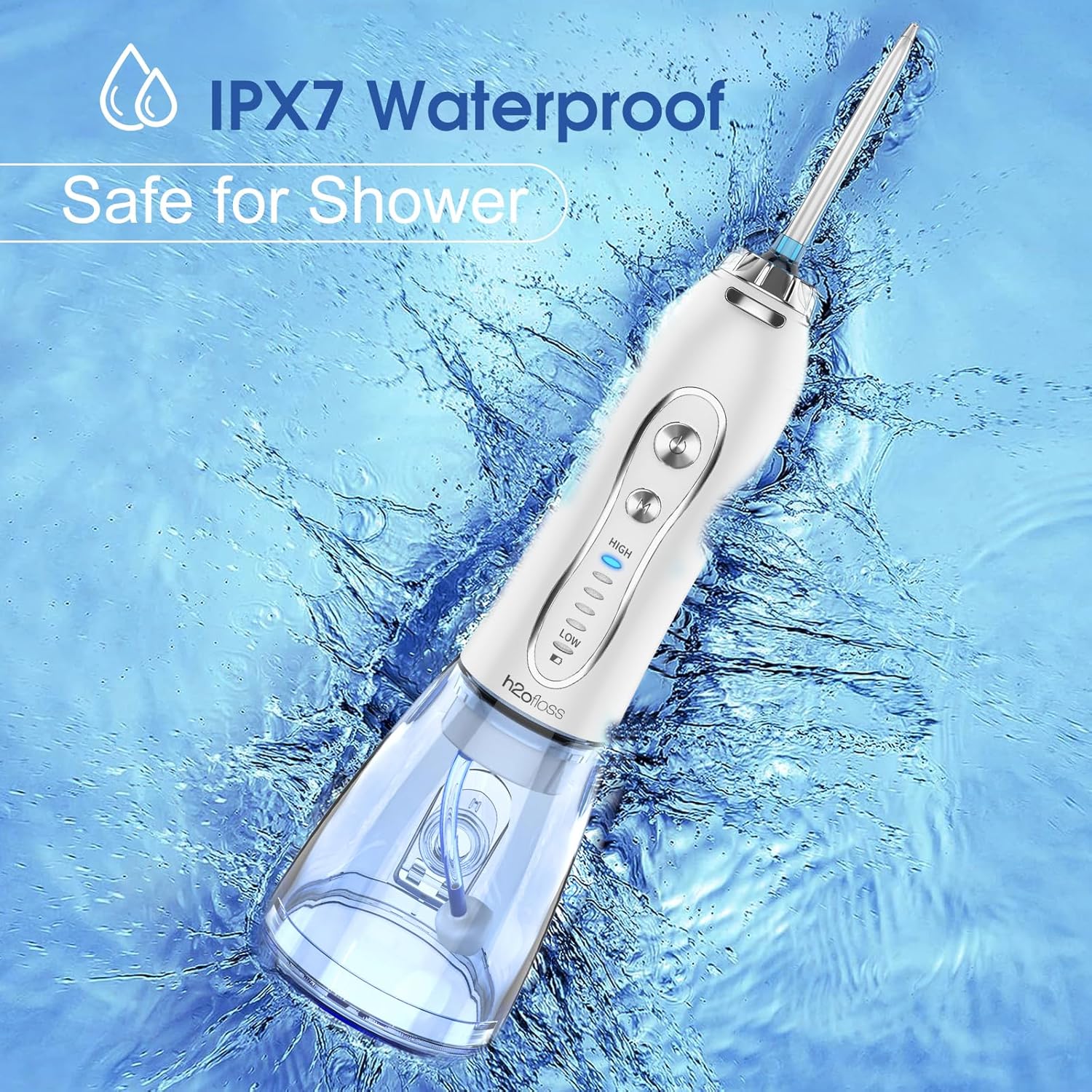 H2Ofloss Water Flosser Portable Dental Oral Irrigator With 5 Modes, - Image 4