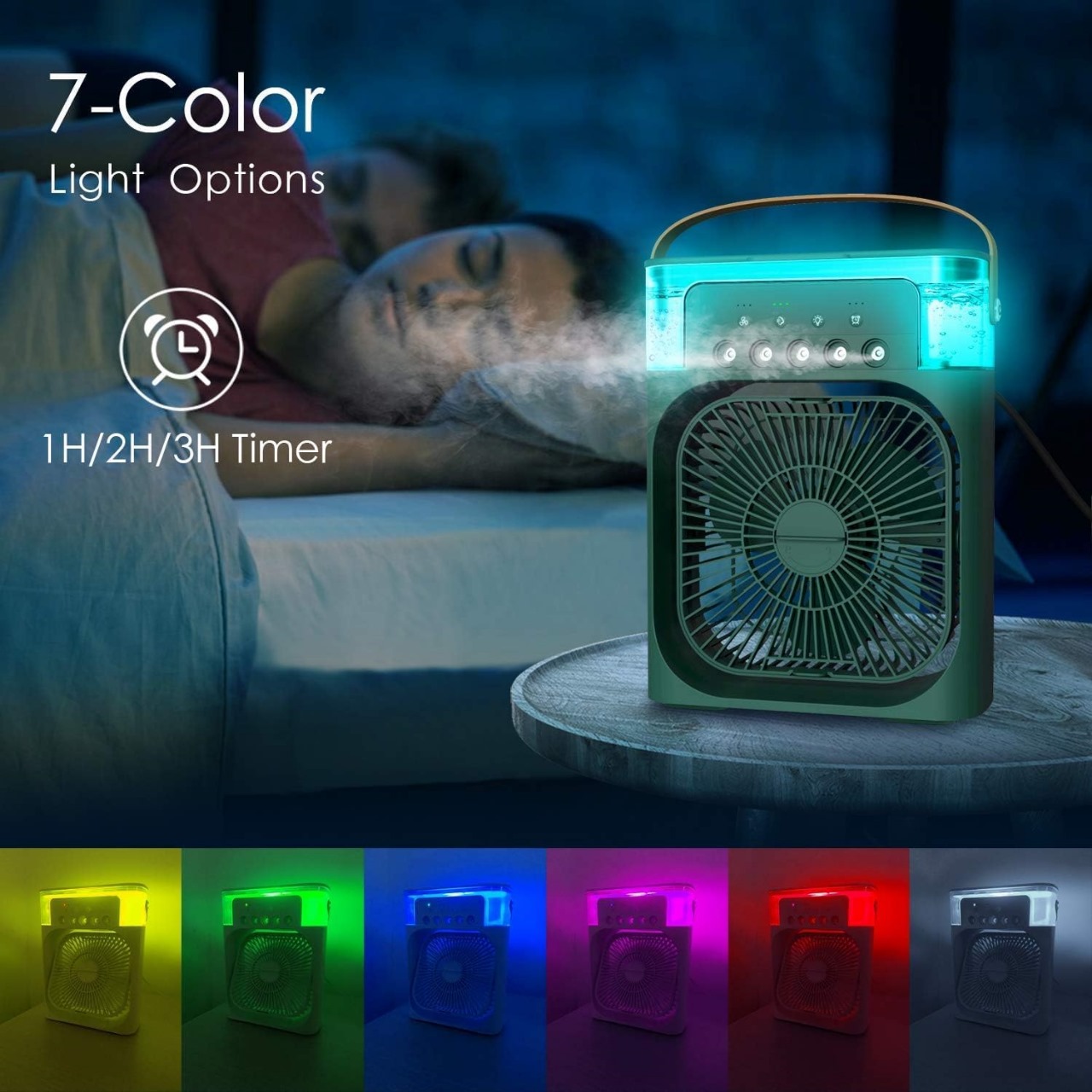 3 In 1 Air Cooling USB Fan with LED Night Light Water Fan - Image 7