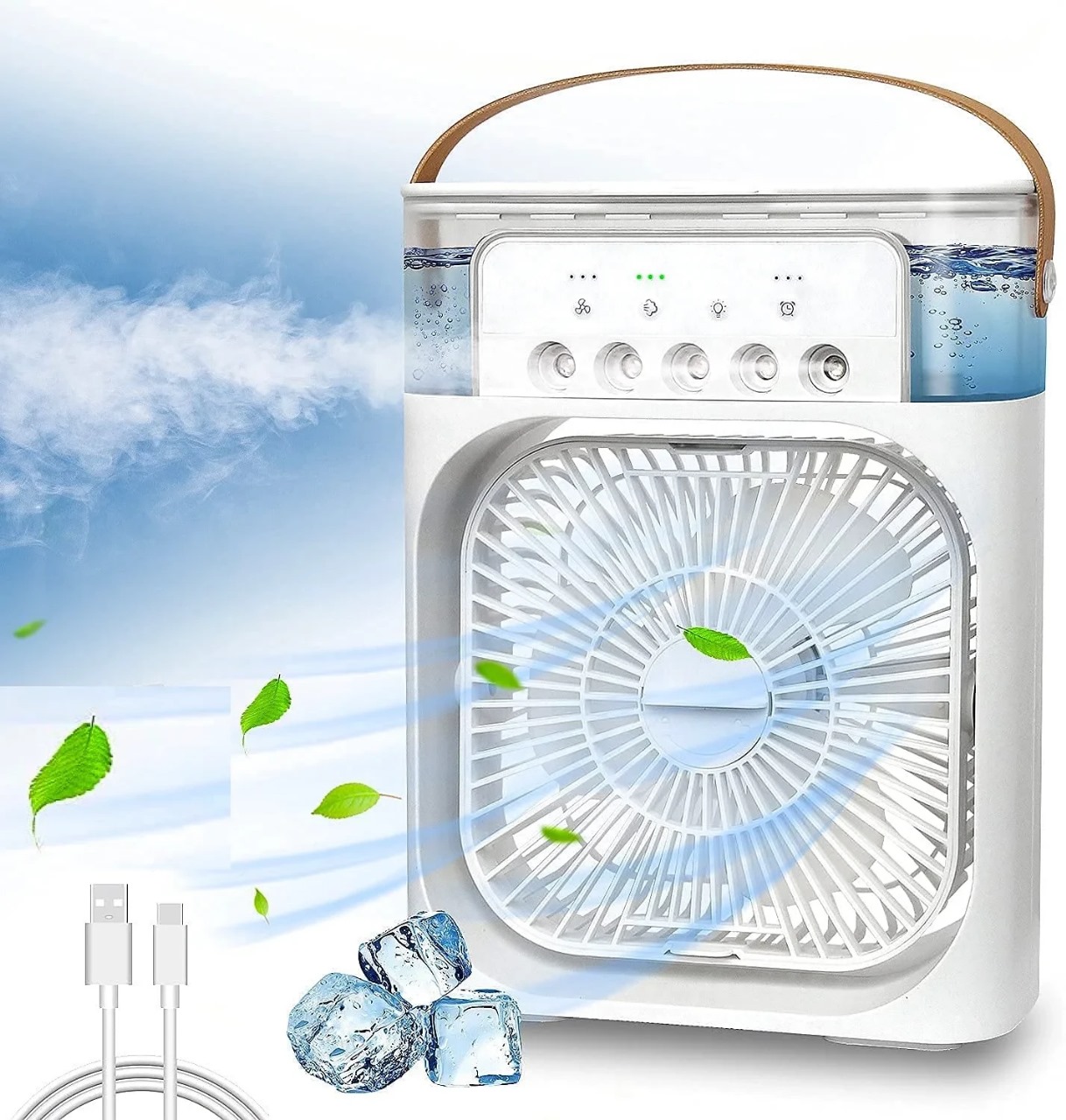 3 In 1 Air Cooling USB Fan with LED Night Light Water Fan - Image 9