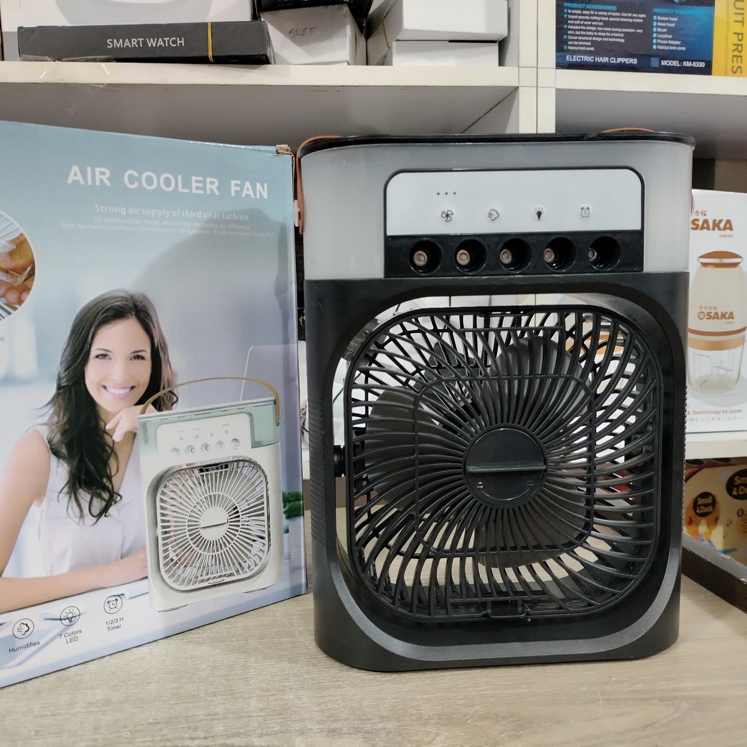 3 In 1 Air Cooling USB Fan with LED Night Light Water Fan - Image 3