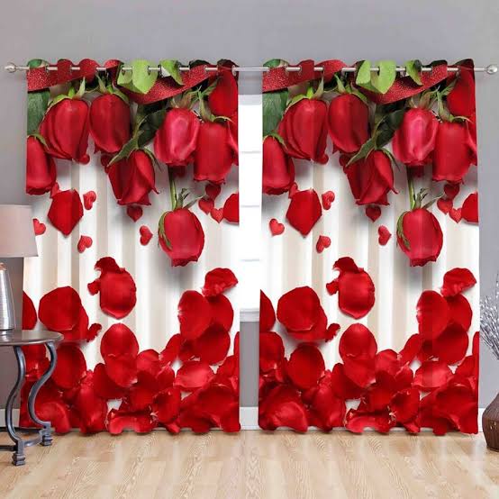 3D Red Rose Petal Blackout Curtains – Romantic Floral Window Drapes