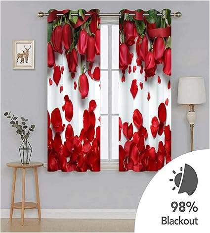 3D Red Rose Petal Blackout Curtains – Romantic Floral Window Drapes - Image 4