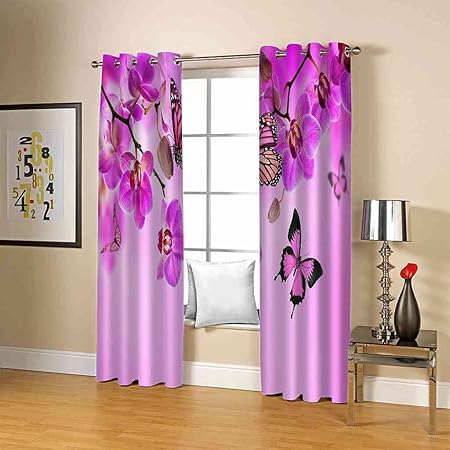 3D Pink Orchid & Butterfly Curtains – Elegant Window Drapes for Living Room & Bedroom - Image 4